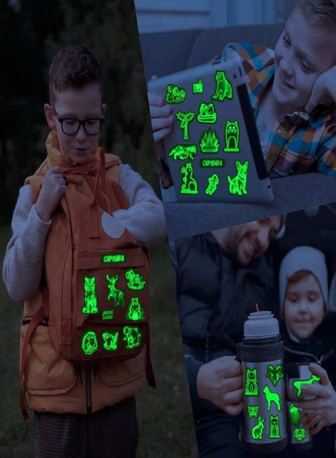 Robmoda Neon Water Bottle Stickers for Kids Glow in The Dark, 50 PCS Vinyl Waterproof Stickers Pack for Laptop Skateboard Phone Case, Cute Neon Animals Decals for Teens - Image 2